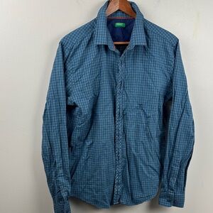 United Colors of Benetton XL Blue button Shirt Classic texture fabric